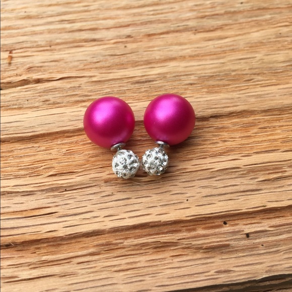 Neon‎ Pink Diamond Earring Set - Picture 1 of 2